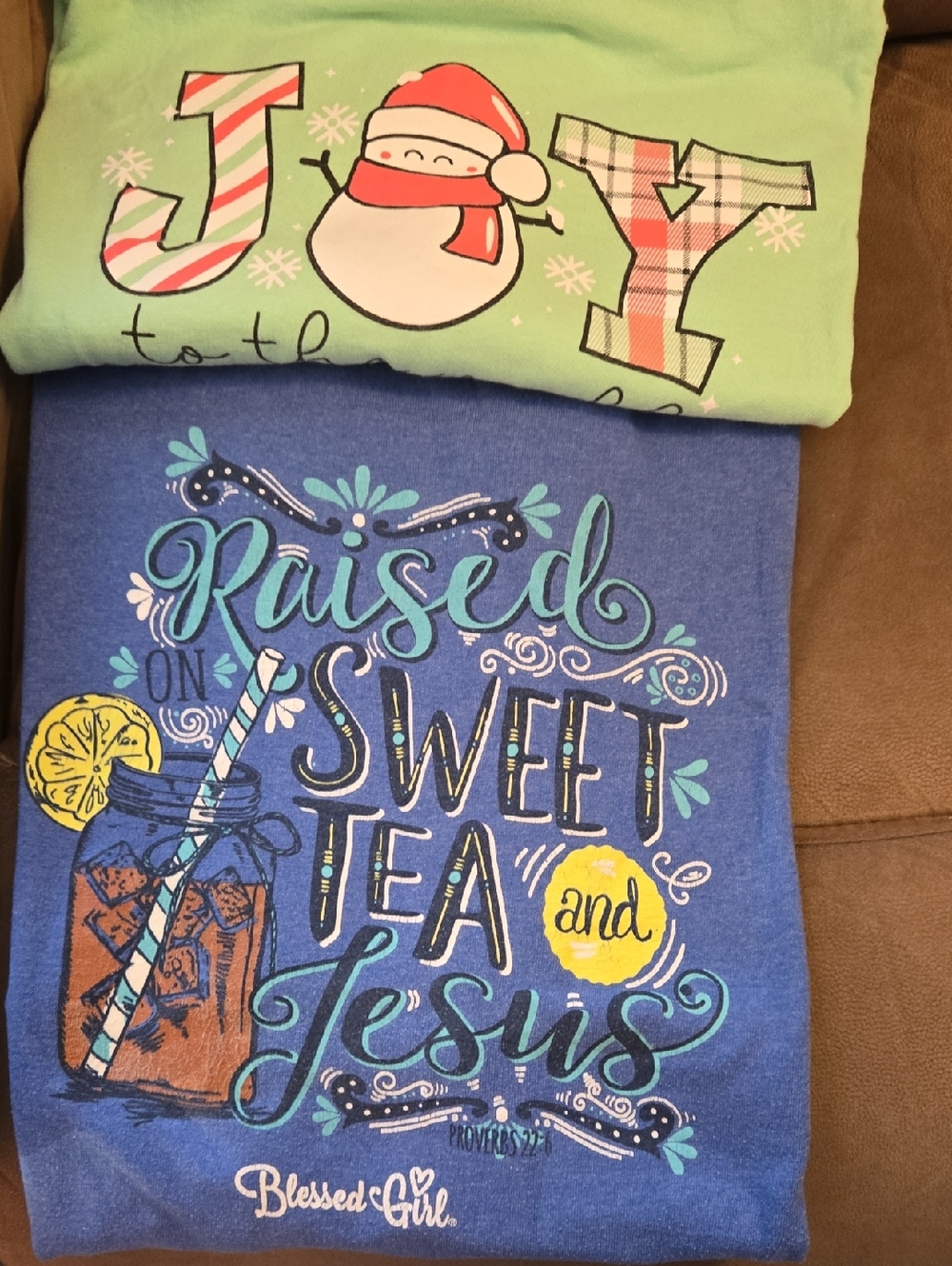 Blue "Raised on Sweet Tea and Jesus" Graphic Tee